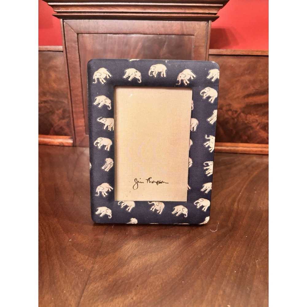 Jim Thompson Thai Silk Blue Elephant Picture Frame 4x6 Photo Frame Thailand